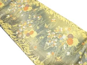 引箔 流水に花籠模様織り出し袋帯